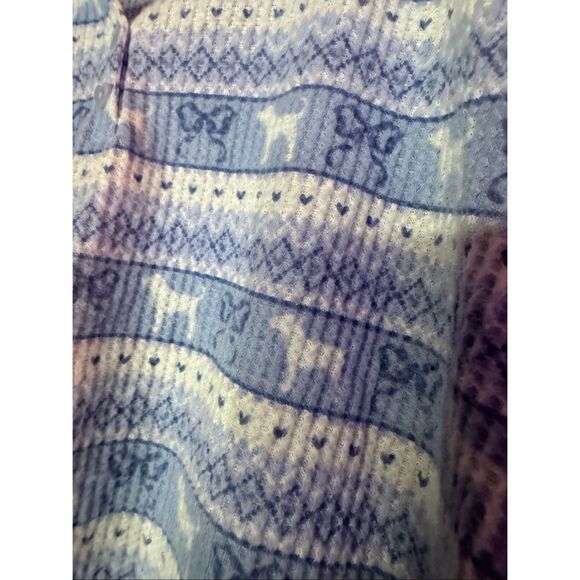 NWT blue fair isle VS pink x loveshackfancy waffle long thermal pj pajama set - Picture 12 of 13